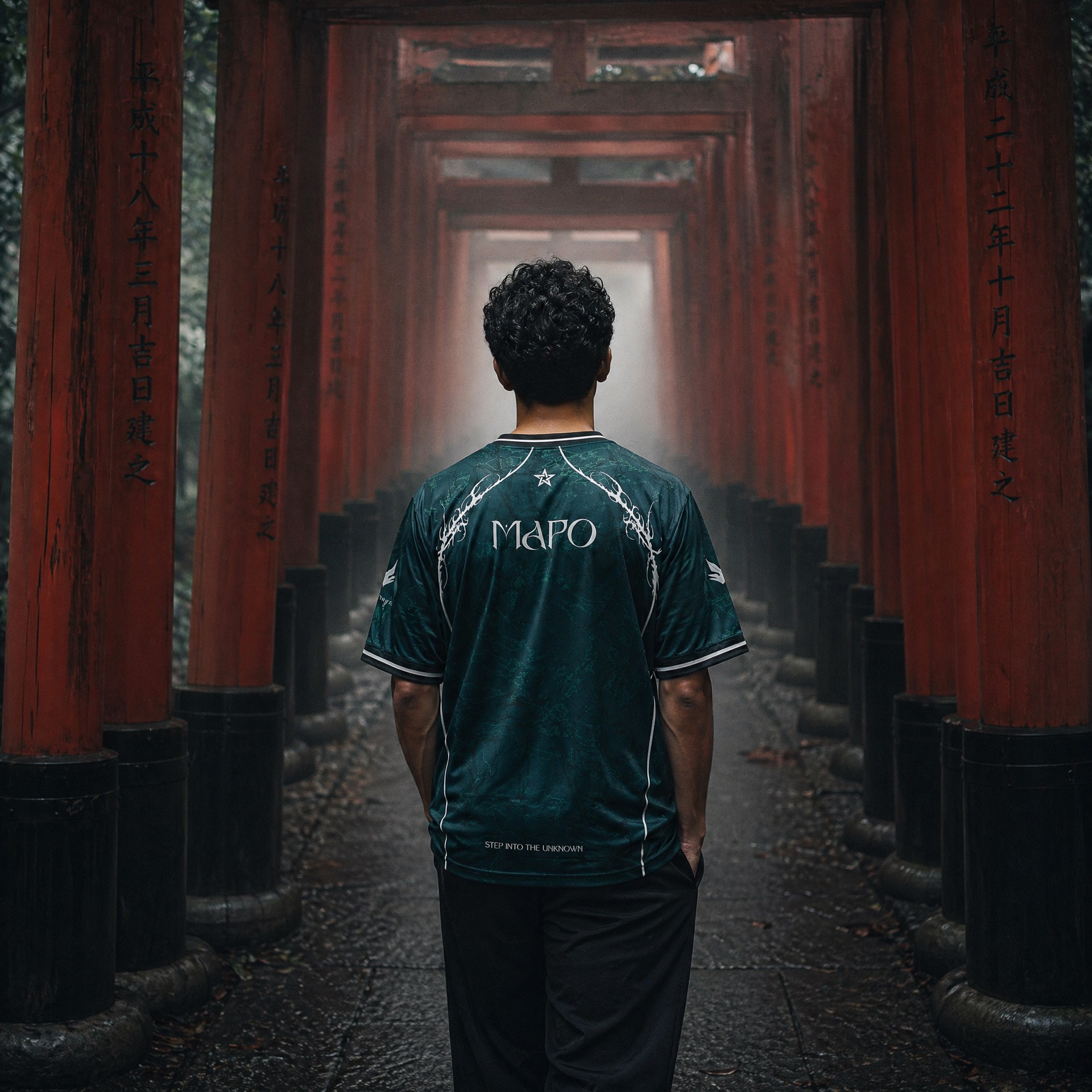 Void Walkers campaign — editorial fashion shot of the team jersey